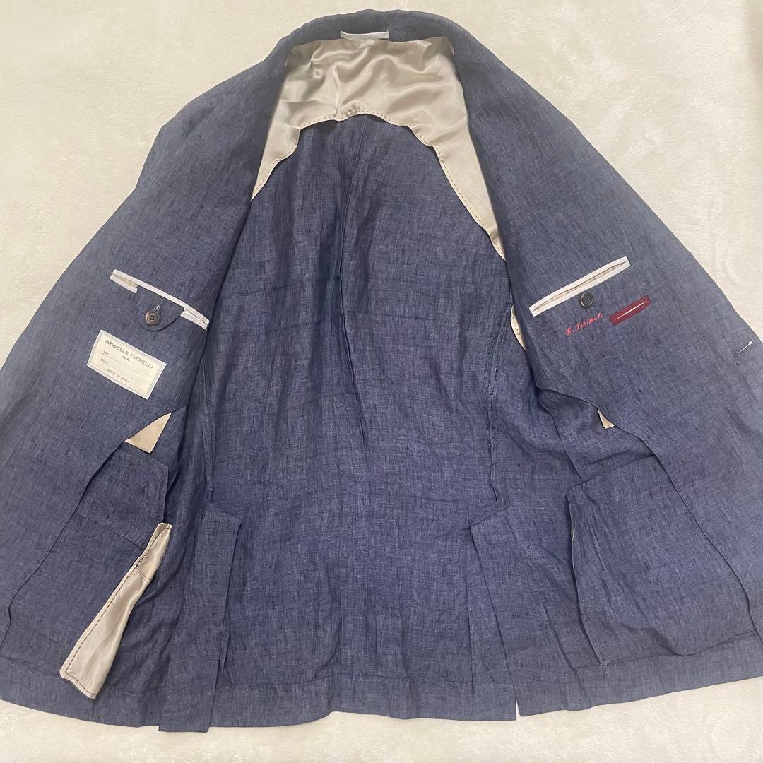 希少 美品 ブルネロクチネリ テーラードジャケット 麻100 アンコン 48