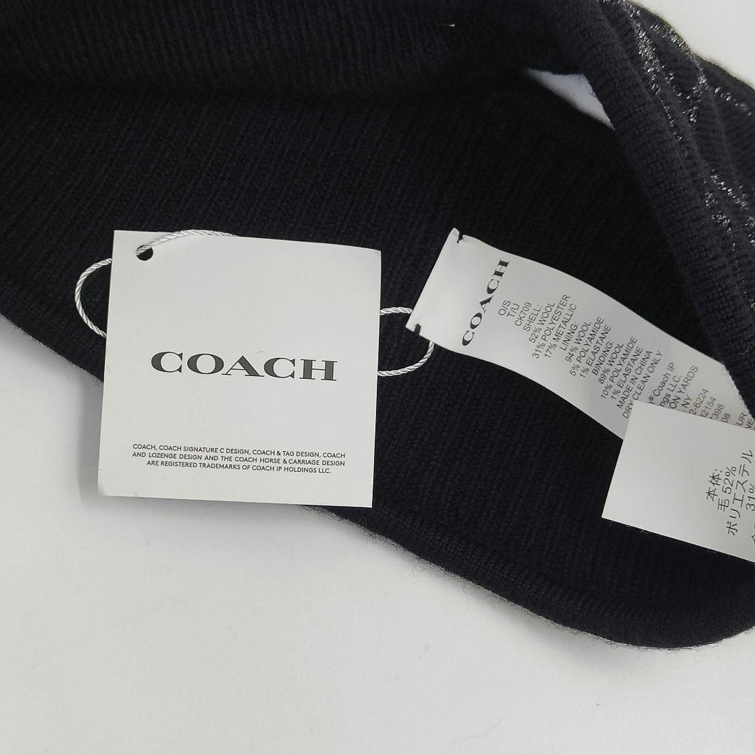 COACH コーチ シグネチャー メタリック ニット ヘッドバンド ブラック