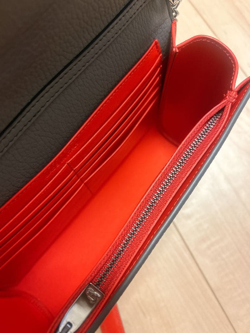 グレー レザー スタッズ クラッチバッグ