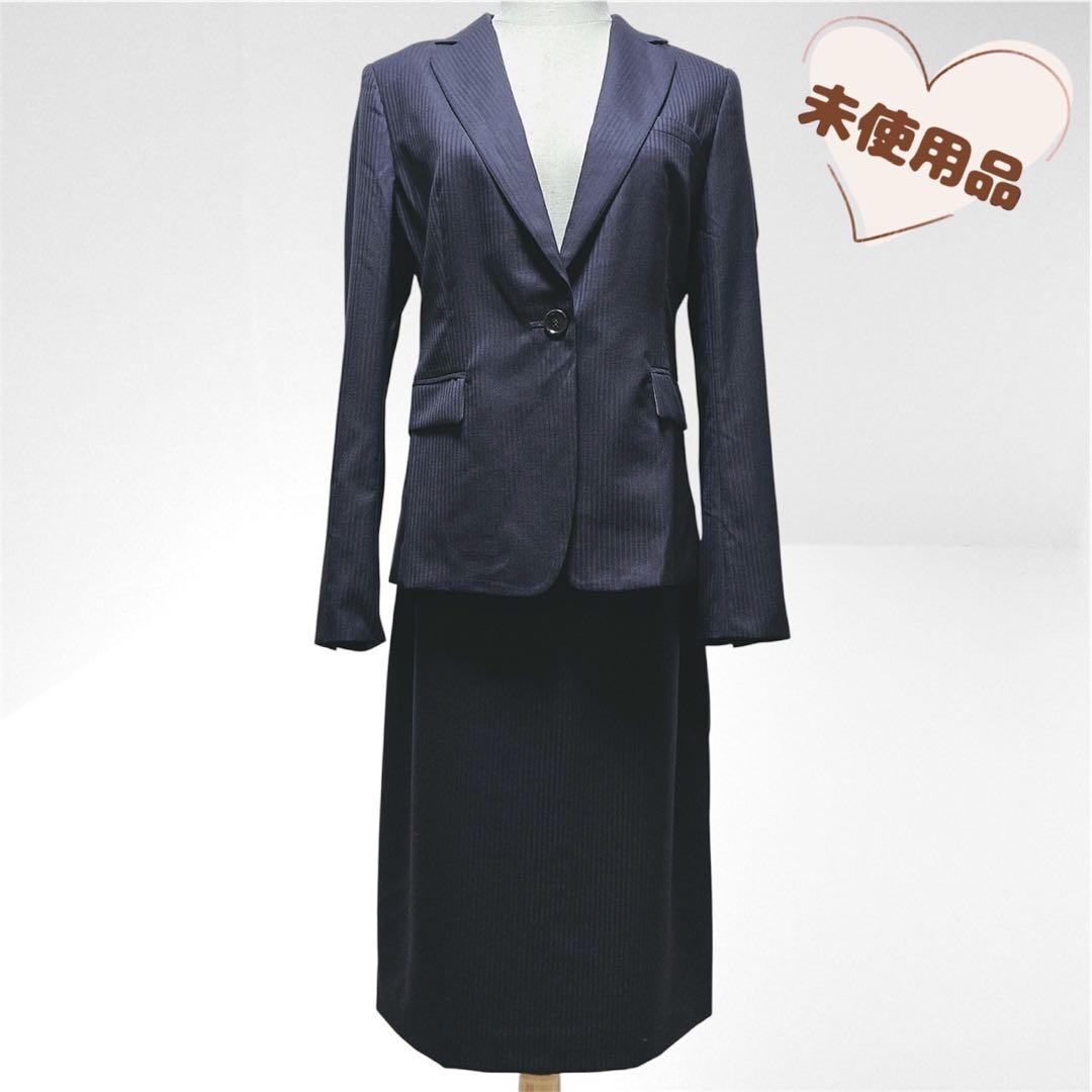未使用　アンタイトル　スカートスーツ　シャドーストライプ　Jクオリティ　ウール