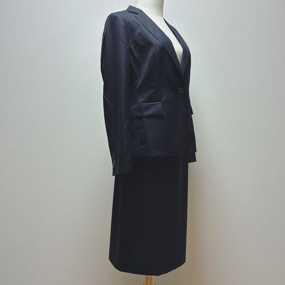 未使用　アンタイトル　スカートスーツ　シャドーストライプ　Jクオリティ　ウール