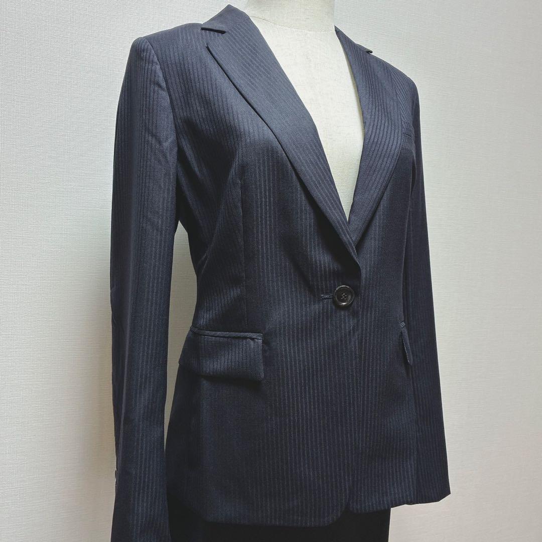 未使用　アンタイトル　スカートスーツ　シャドーストライプ　Jクオリティ　ウール