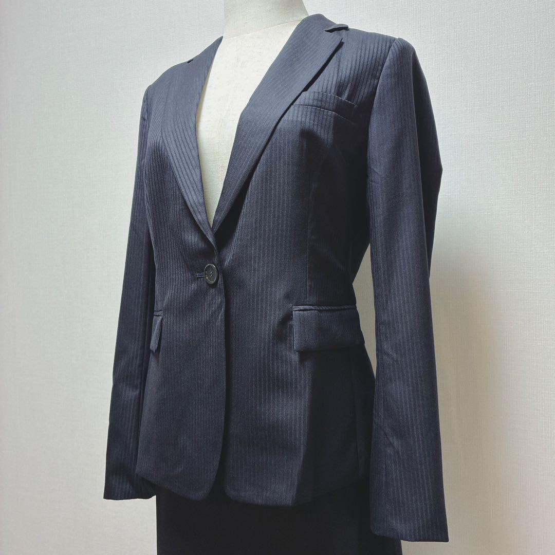 未使用　アンタイトル　スカートスーツ　シャドーストライプ　Jクオリティ　ウール