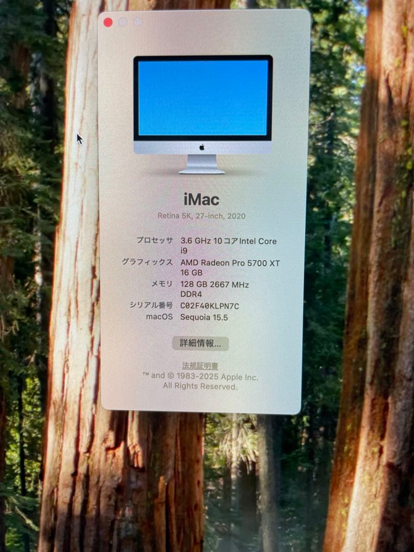 Macデスクトップ iMac27inch i9 128GB SSD2TB RP5700XT 16GB