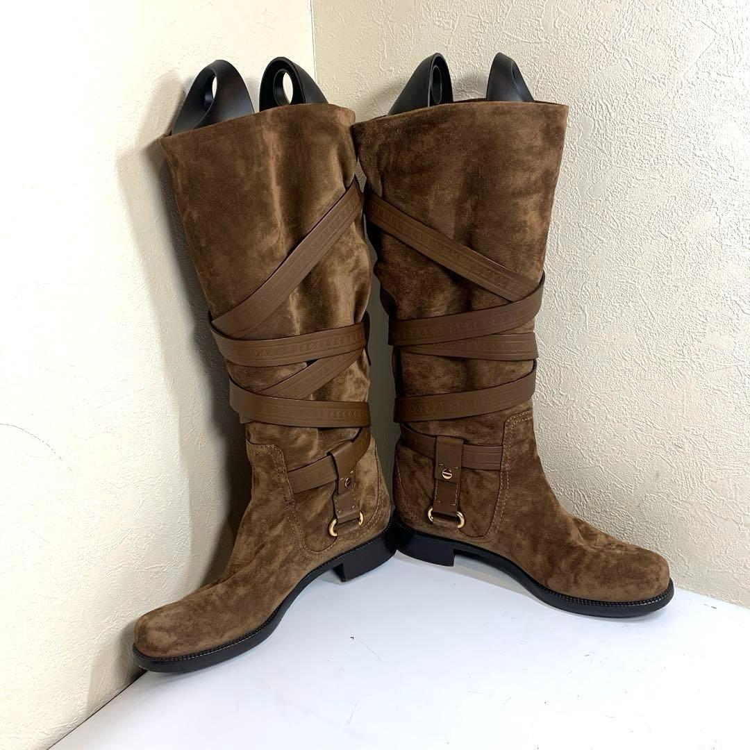 ルイヴィトン　サイズ表記「35」22.5センチ　ブラウンスウェード　ベルトブーツ