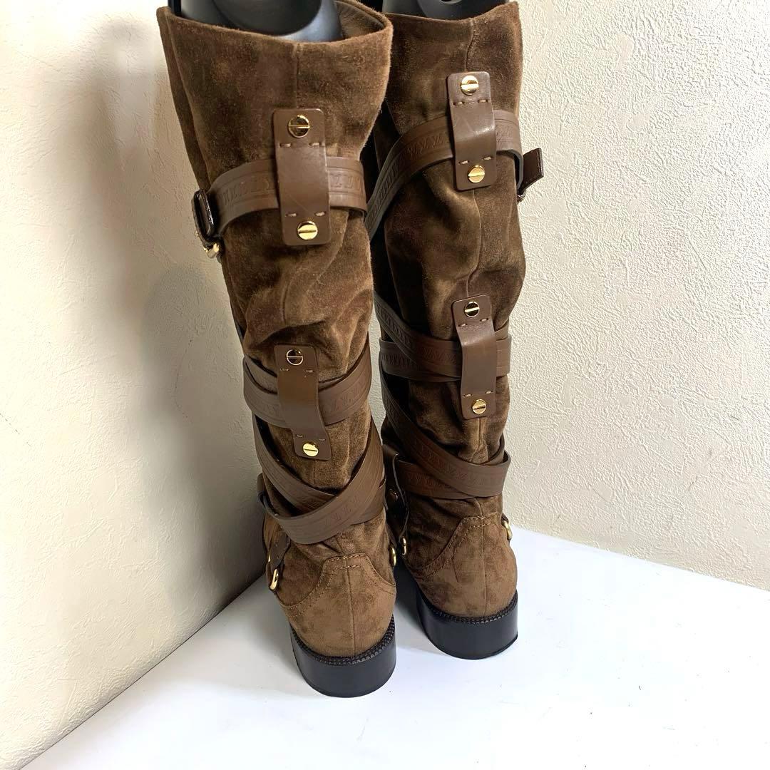 ルイヴィトン　サイズ表記「35」22.5センチ　ブラウンスウェード　ベルトブーツ