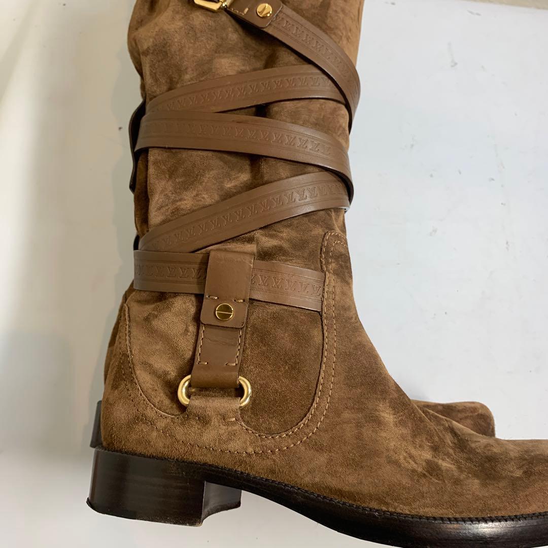 ルイヴィトン　サイズ表記「35」22.5センチ　ブラウンスウェード　ベルトブーツ