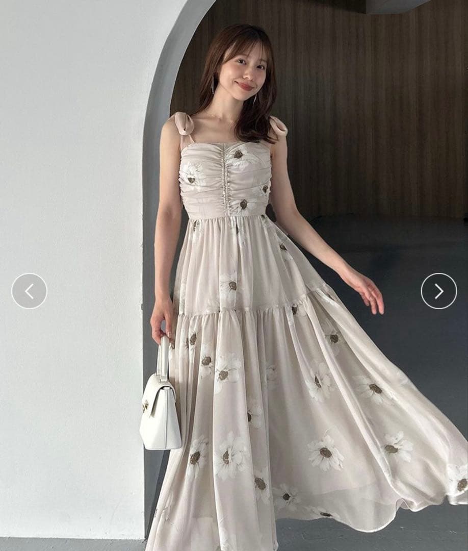 [新品][タグ付き][送料込]スナイデル プリントショルダーリボンワンピース