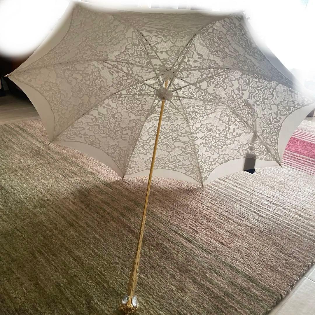【パソッティ】新品未使用　レース模様 ホワイト日傘