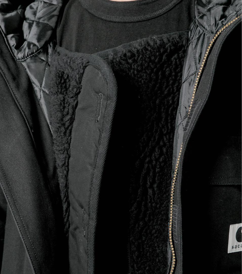 未使用 sacai×Carhartt シベリアンコート ブラック サイズ2