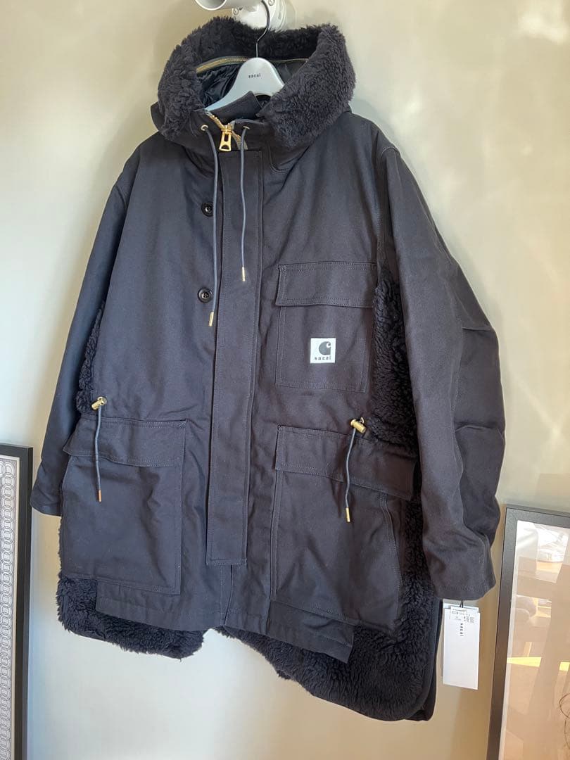 未使用 sacai×Carhartt シベリアンコート ブラック サイズ2