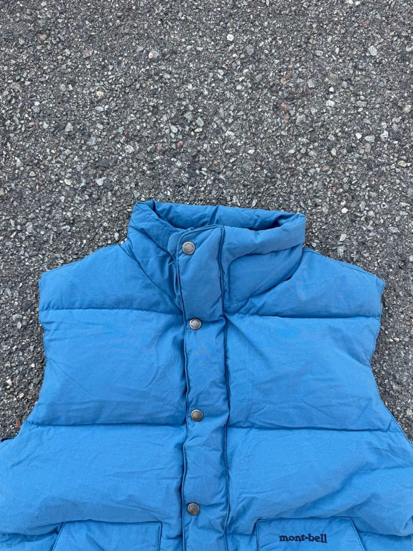 90s old mont-bell モンベル ダウンベスト ブルー 青 赤タグ
