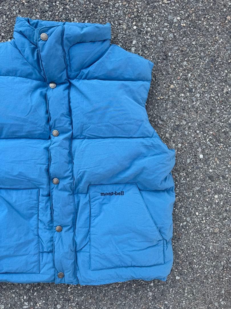 90s old mont-bell モンベル ダウンベスト ブルー 青 赤タグ