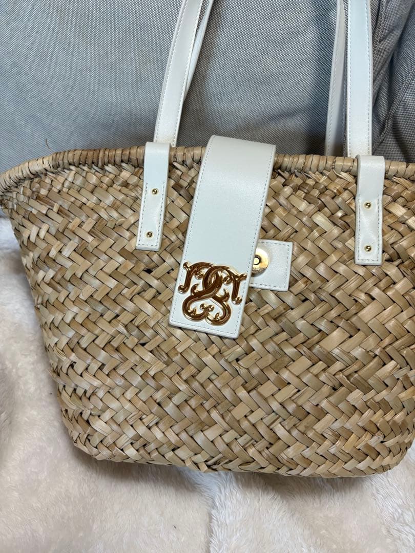 【美品】SNIDEL コットンレースショルダー付き かごバッグ ホワイト