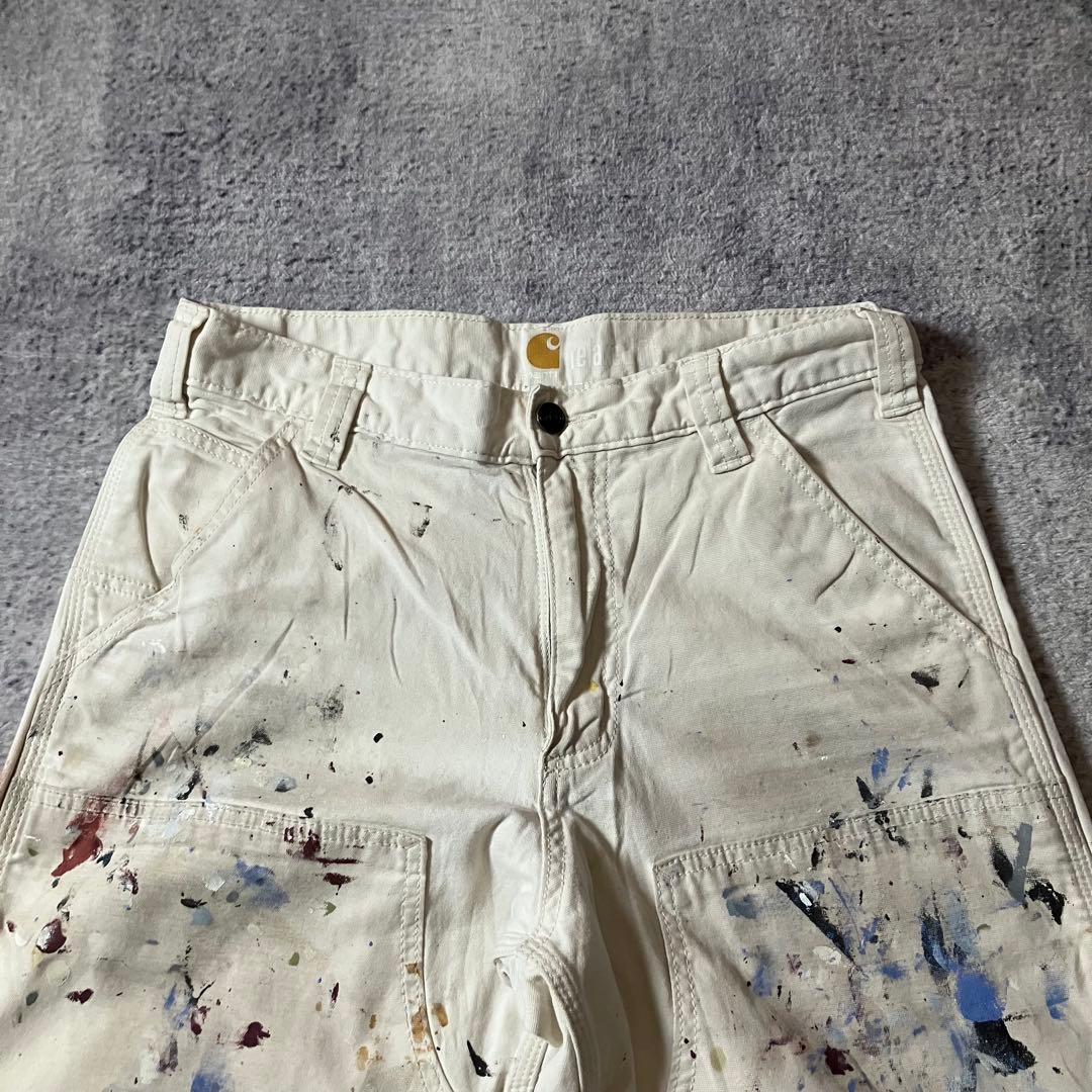00sCarharttダブルニーカーハートダック地ホワイトペインターパンツ派手