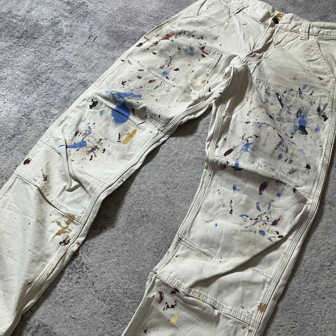 00sCarharttダブルニーカーハートダック地ホワイトペインターパンツ派手