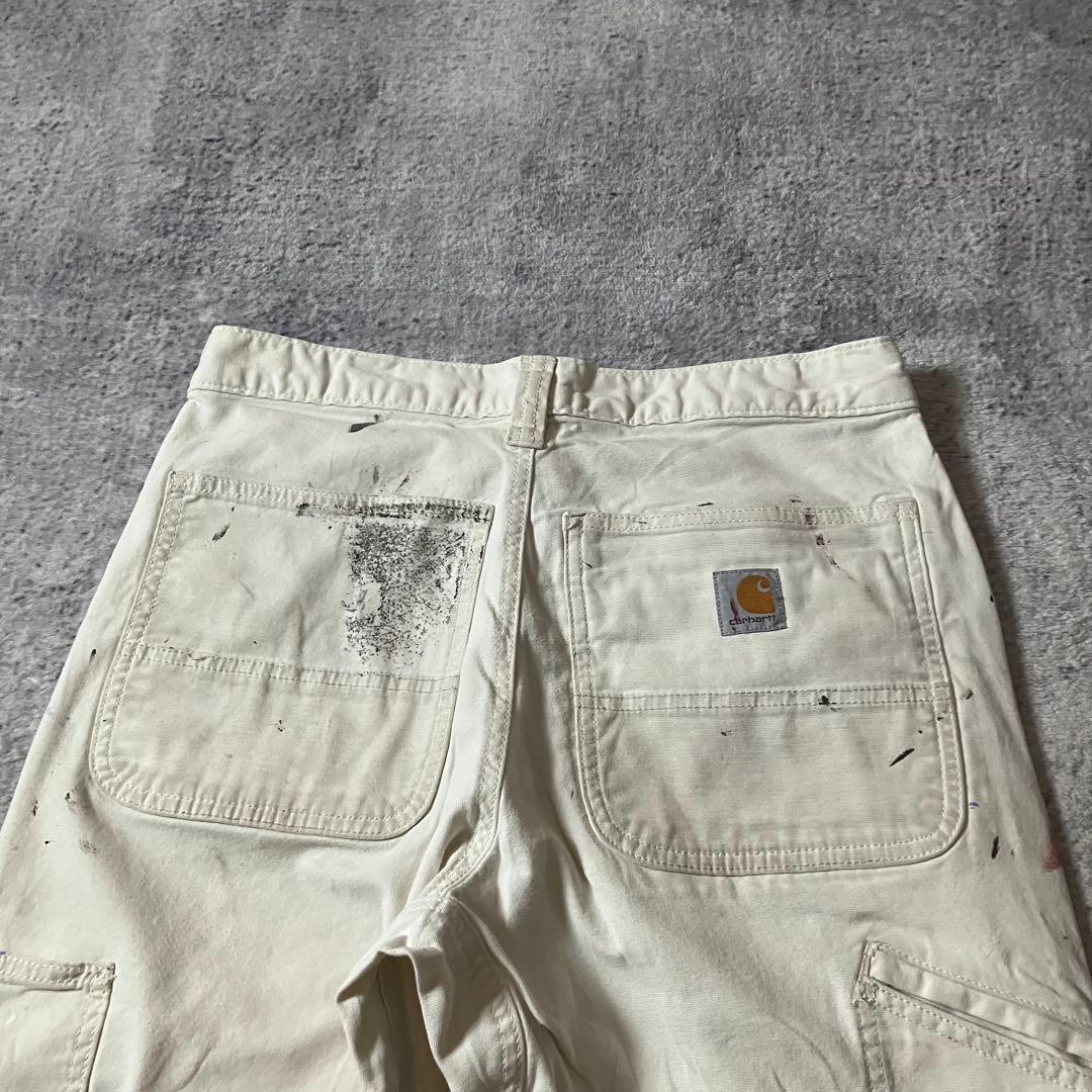 00sCarharttダブルニーカーハートダック地ホワイトペインターパンツ派手