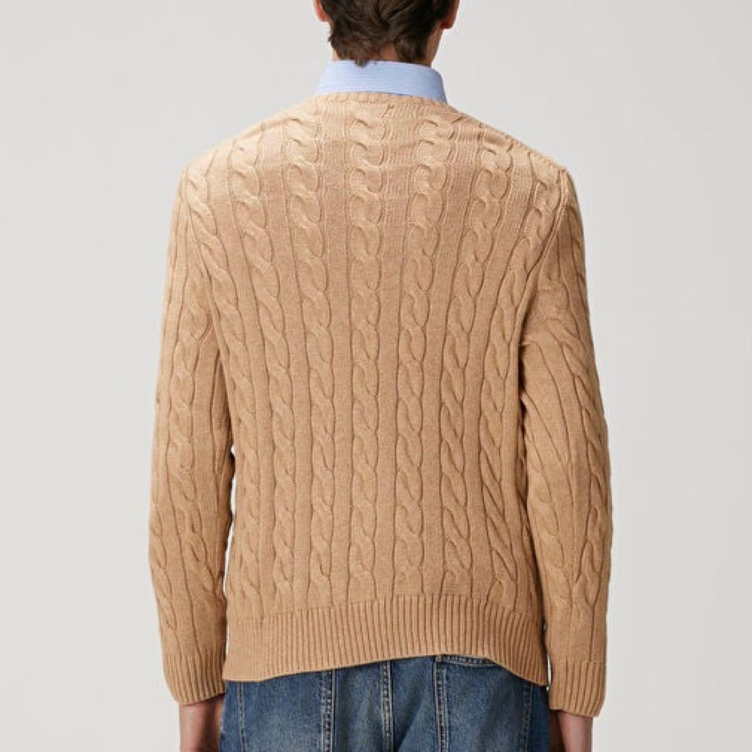 【新品正規品】ポロラルフローレン メンズケーブルニット キャメルＳベージュ人気色