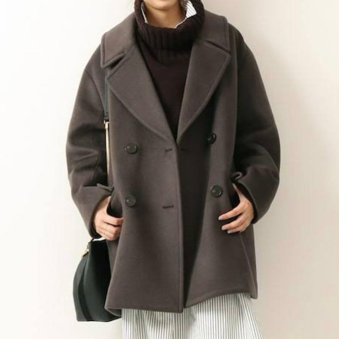 【美品】スピックアンドスパン テーラードカラーショートコート 34 ブラウン