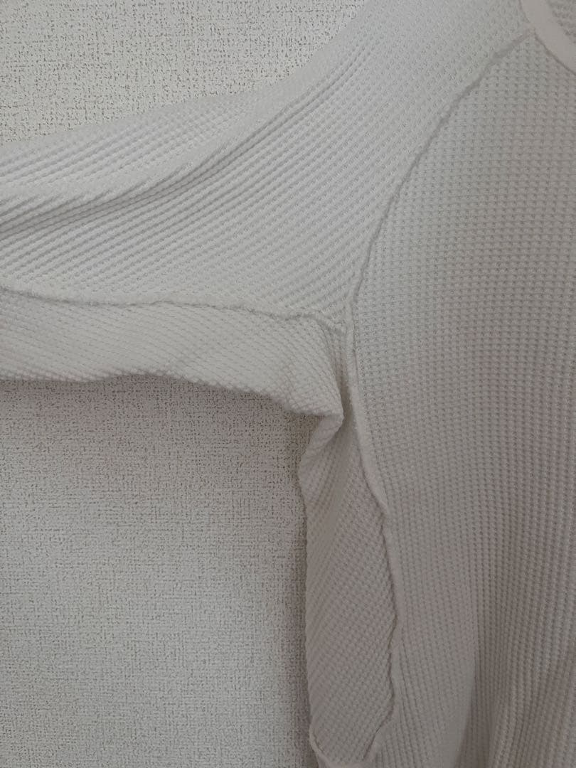NVRFRGT ホワイト リブ編み トレーナー