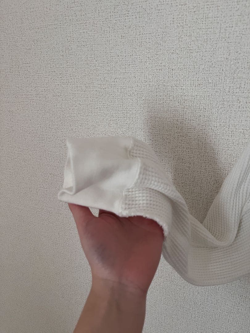 NVRFRGT ホワイト リブ編み トレーナー