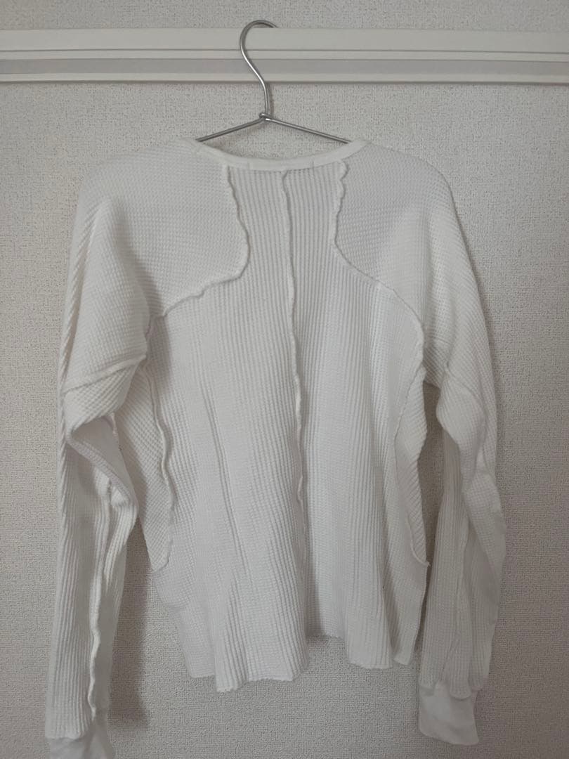 NVRFRGT ホワイト リブ編み トレーナー