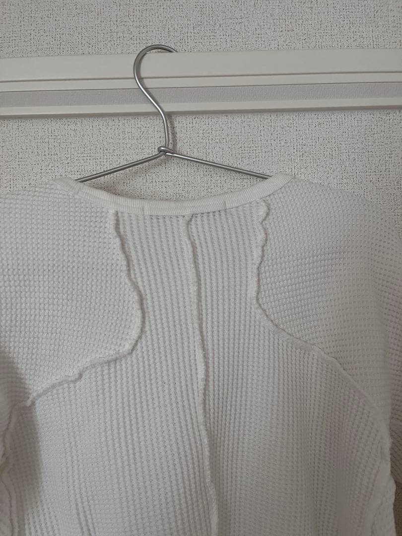 NVRFRGT ホワイト リブ編み トレーナー