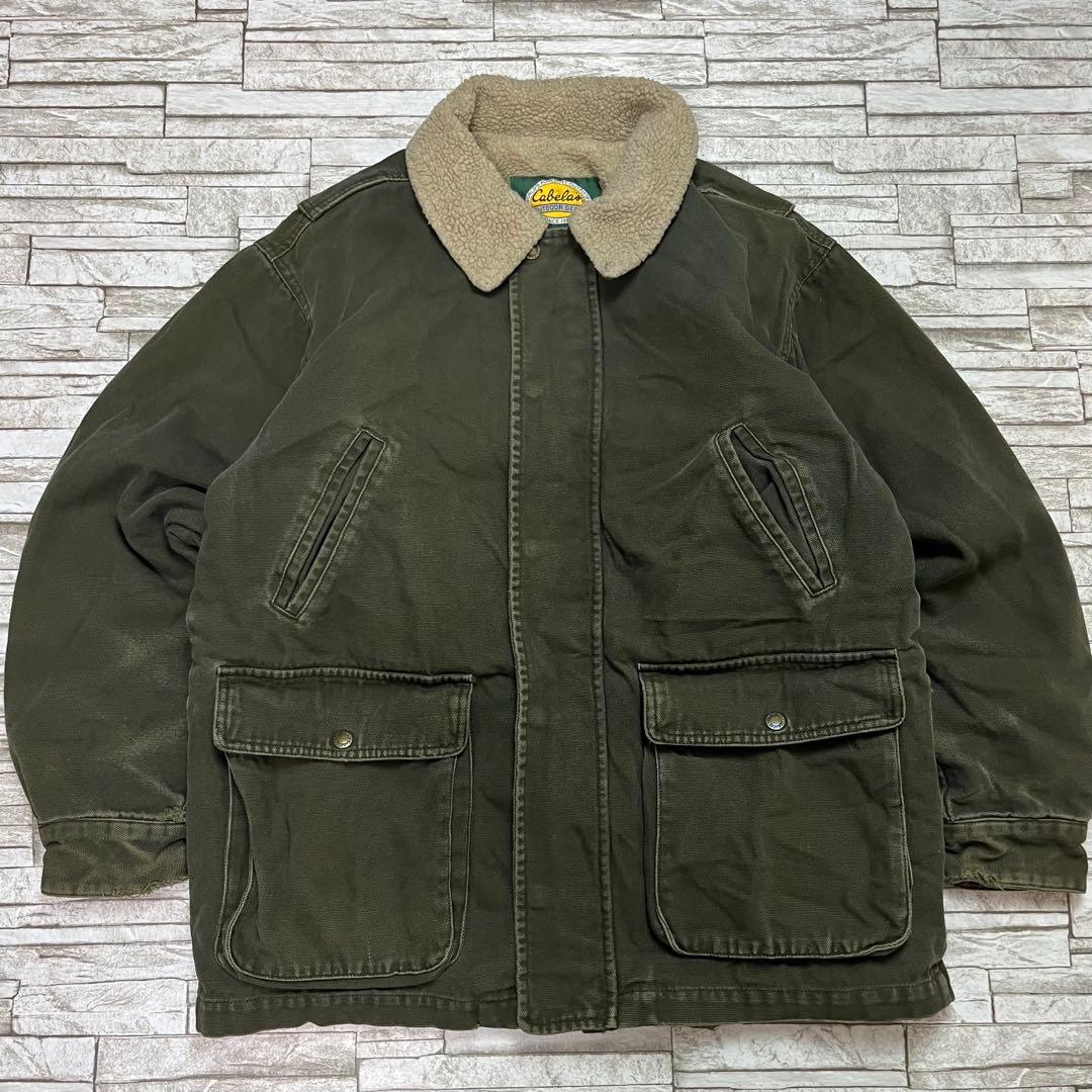 90s Cabela’s ダッグジャケット 裏ボア モスグリーン グッドフェード