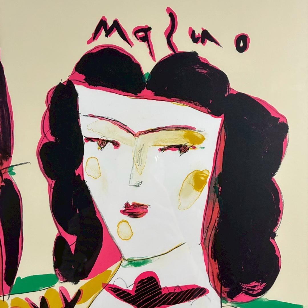 美品 池田満寿夫「黄色い服を着た女」リトグラフ 86年 直筆サイン・画廊シール有