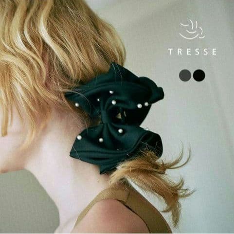 tresse サテンパール　リボンバレッタ