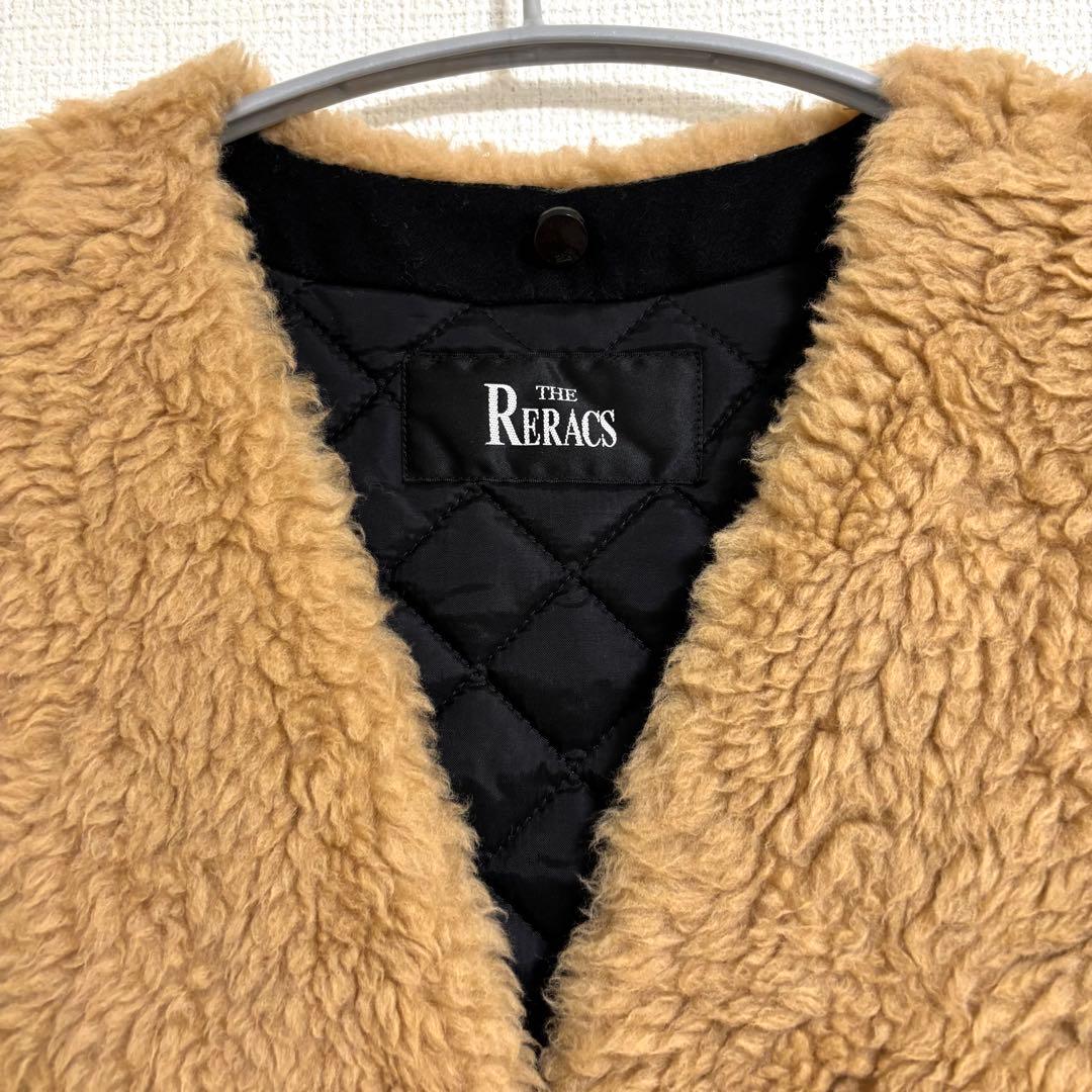 美品　ザ　リラクス　ボアベスト　ブラウン系　ウール100% ライナー