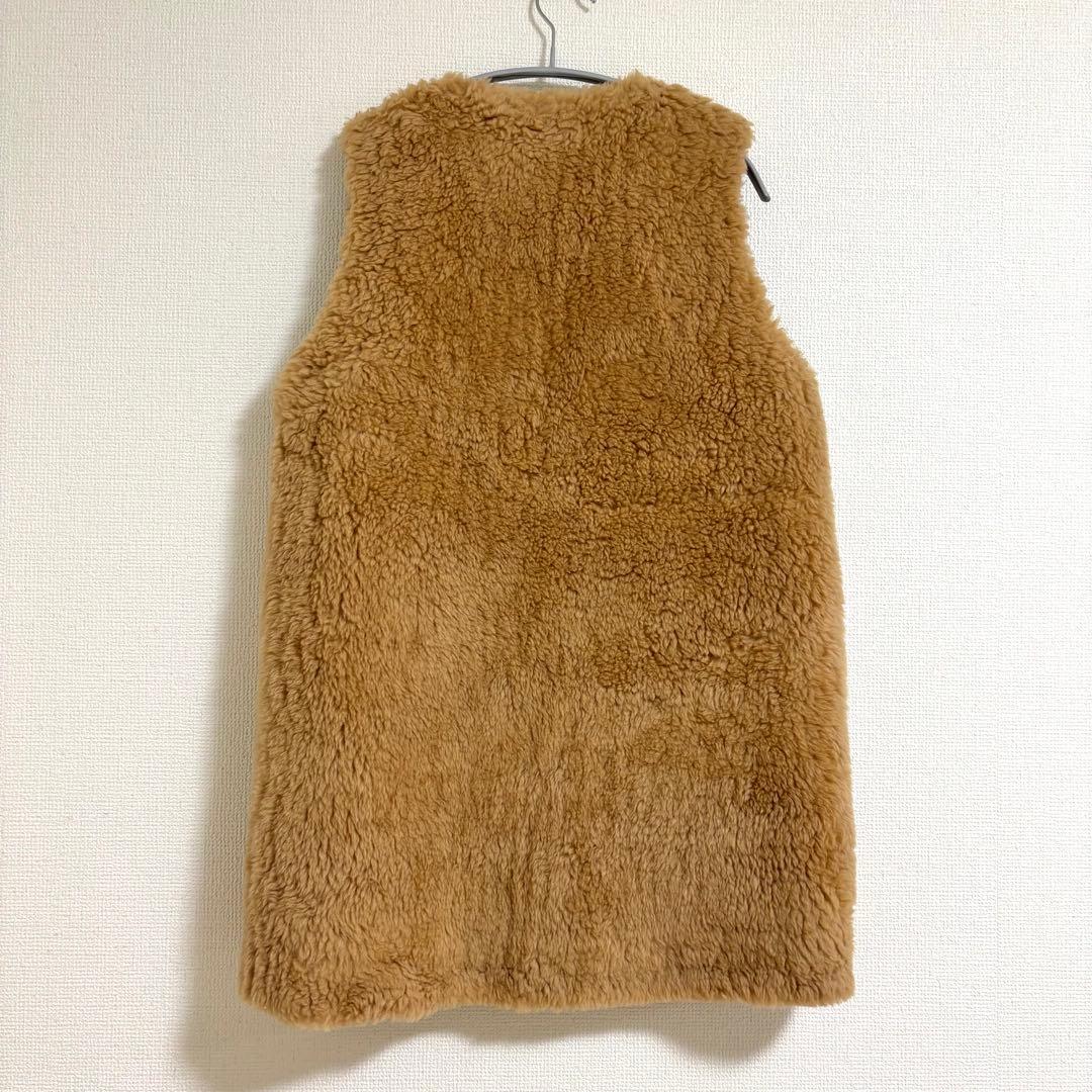 美品　ザ　リラクス　ボアベスト　ブラウン系　ウール100% ライナー