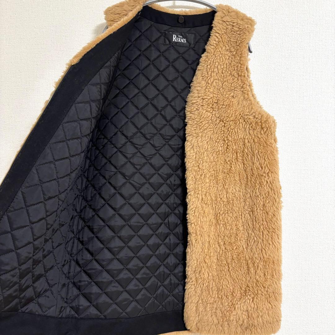 美品　ザ　リラクス　ボアベスト　ブラウン系　ウール100% ライナー