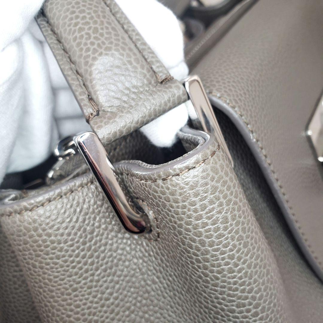 HIROFU ヒロフ ターンロック ハンドバッグ グレー レザー 美品