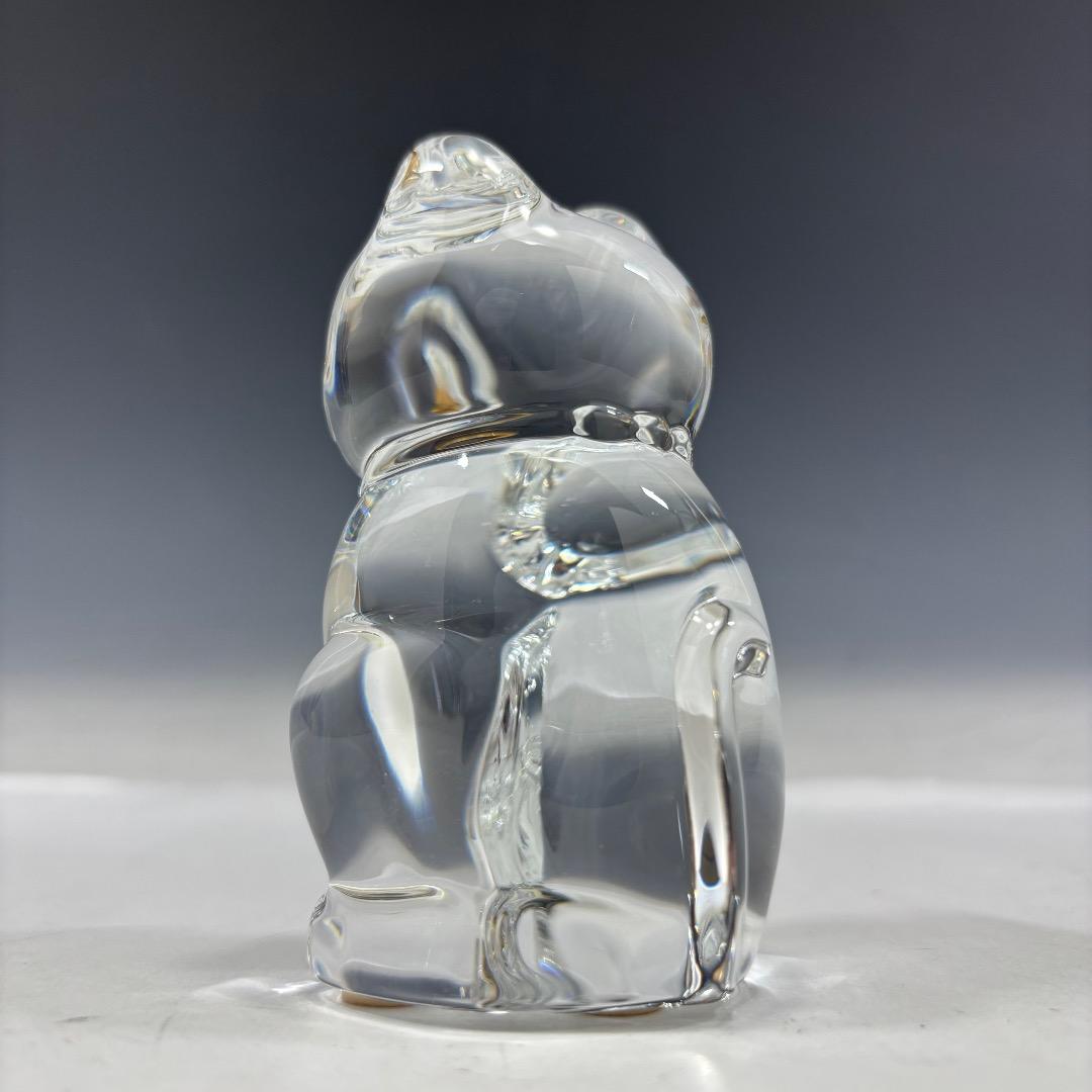 美品【バカラ本物】置物/まねき猫/クリスタル/クリア×ゴールド