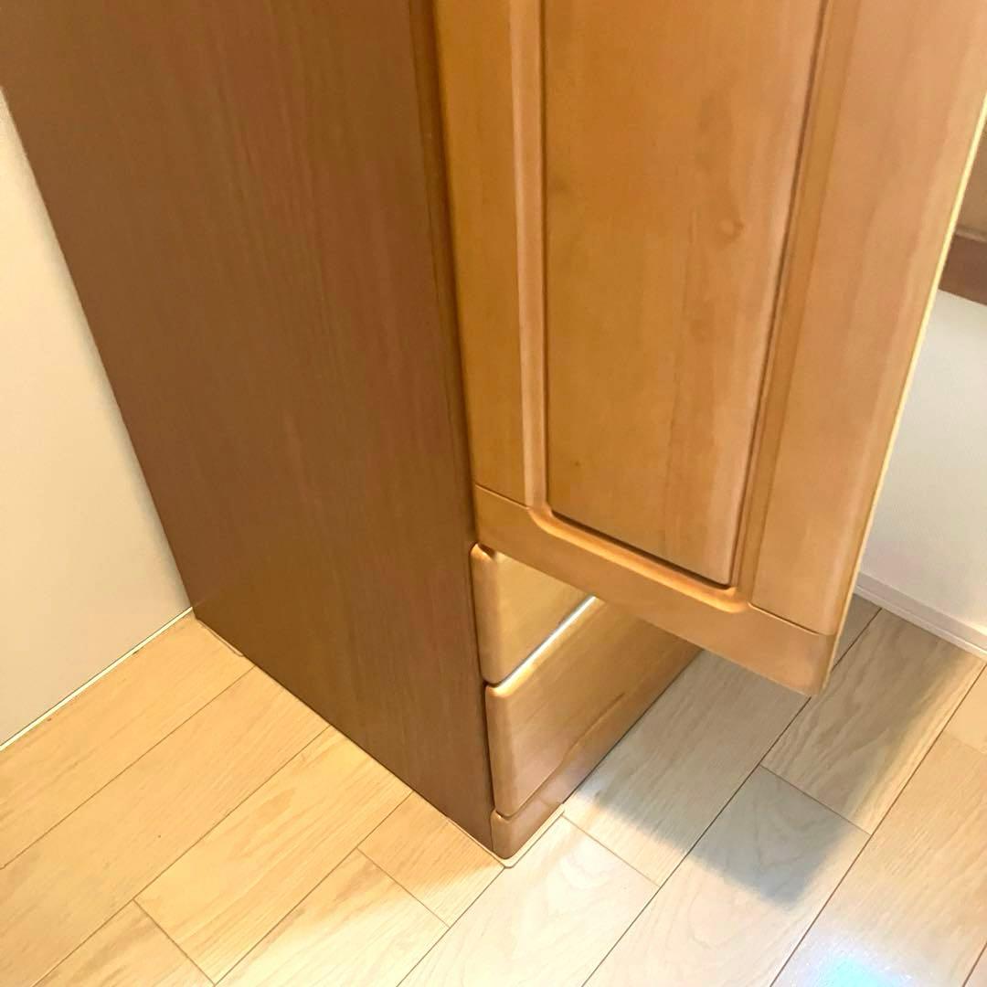 【値下げ】ナチュラルウッド 2ドア衣装ダンス ミラー　3引出し付き　木製　温かみ