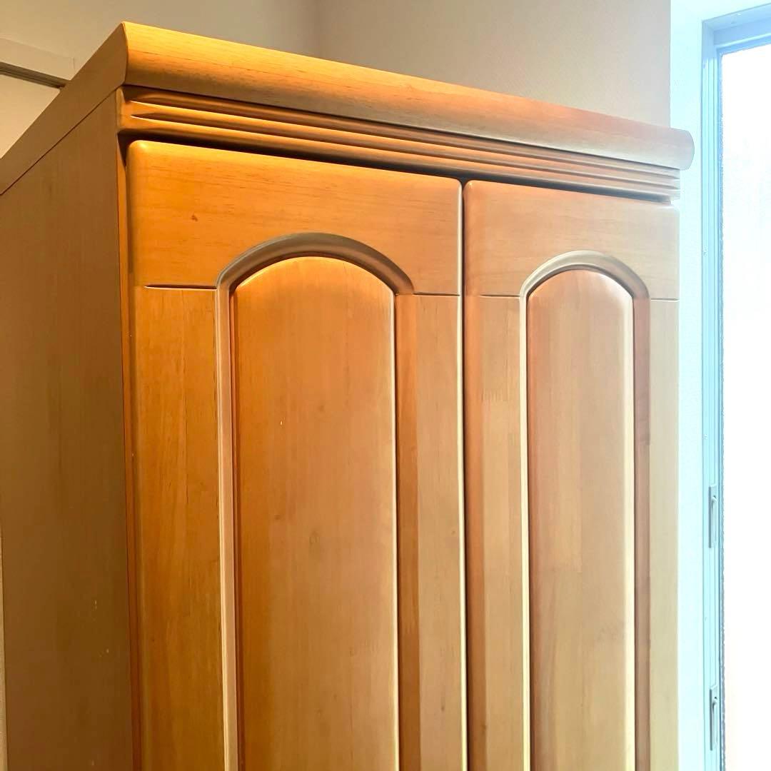 【値下げ】ナチュラルウッド 2ドア衣装ダンス ミラー　3引出し付き　木製　温かみ