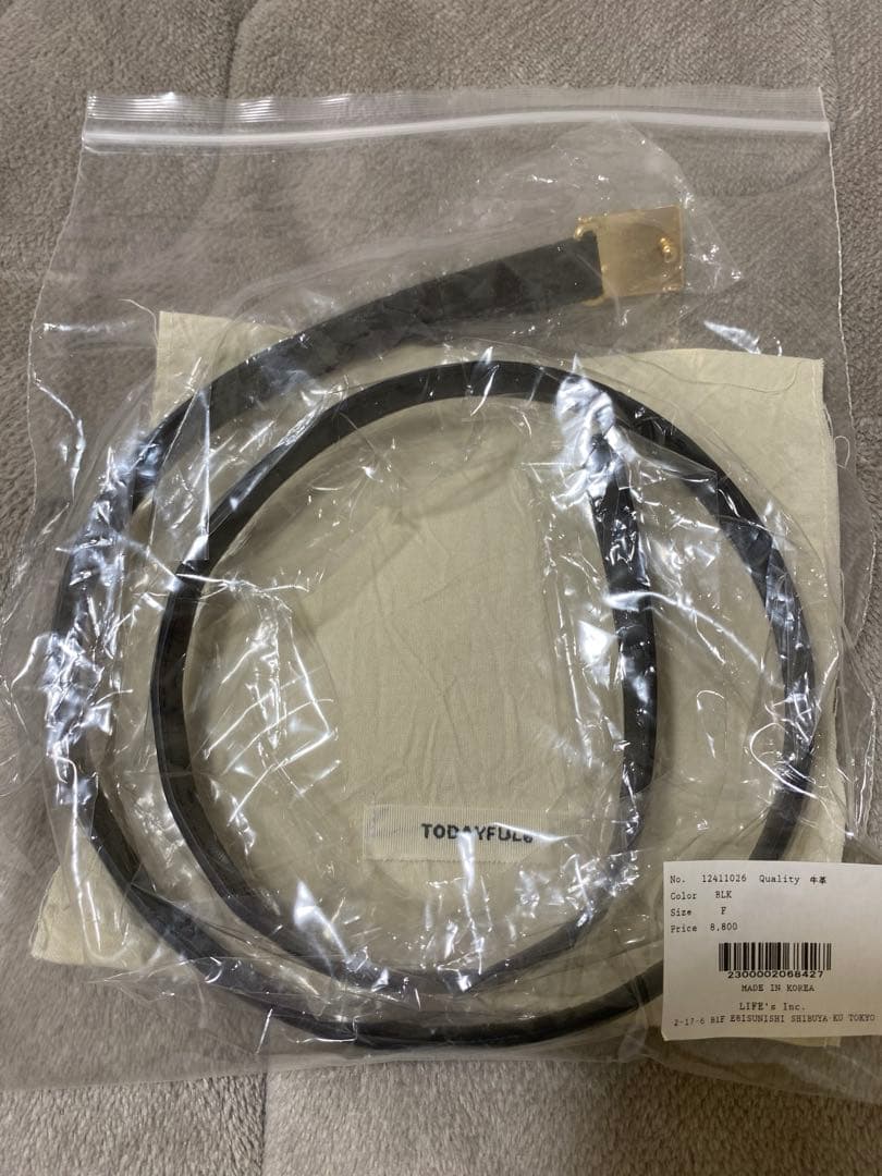 トゥデイフル スクエア プレート レザー ベルト