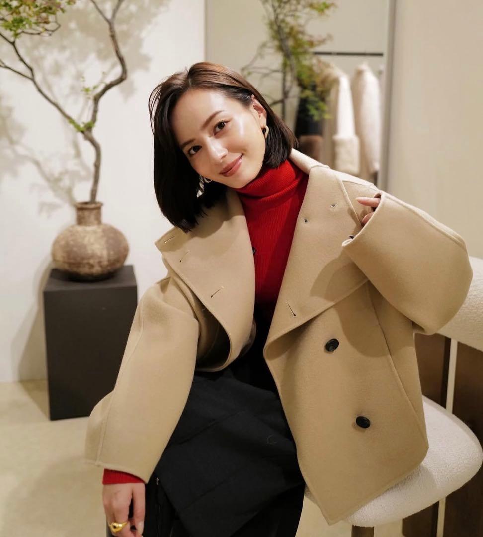 anuans スタンドネックリバーショートコート