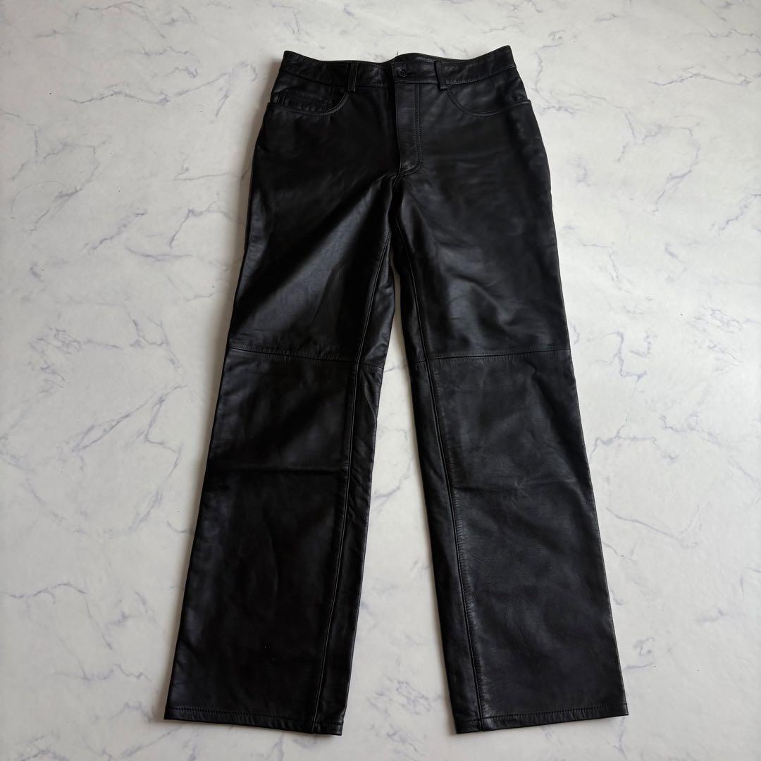 新品 Paul Smith レザーパンツ 牛革 裏地付 柔らかい 黒 30