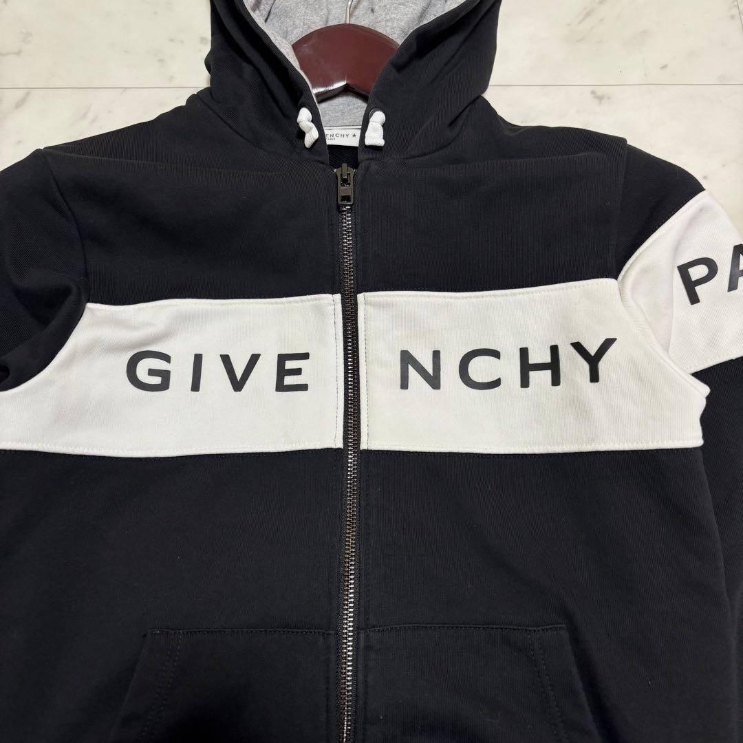 美品 ジバンシー ビックロゴ パーカー フード 黒 白 12＋ 実寸値 S M