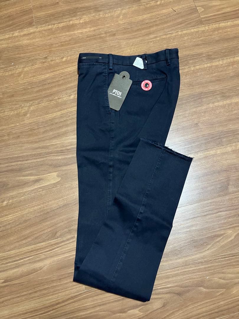 【新品未使用】PT01 ネイビースラックス　サイズ48 裾上無し 定価3.4万