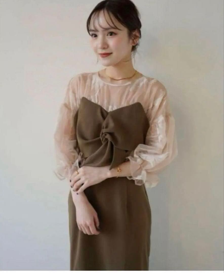 【美品】acka. オケージョンドレスsheer puff dress サイズ1