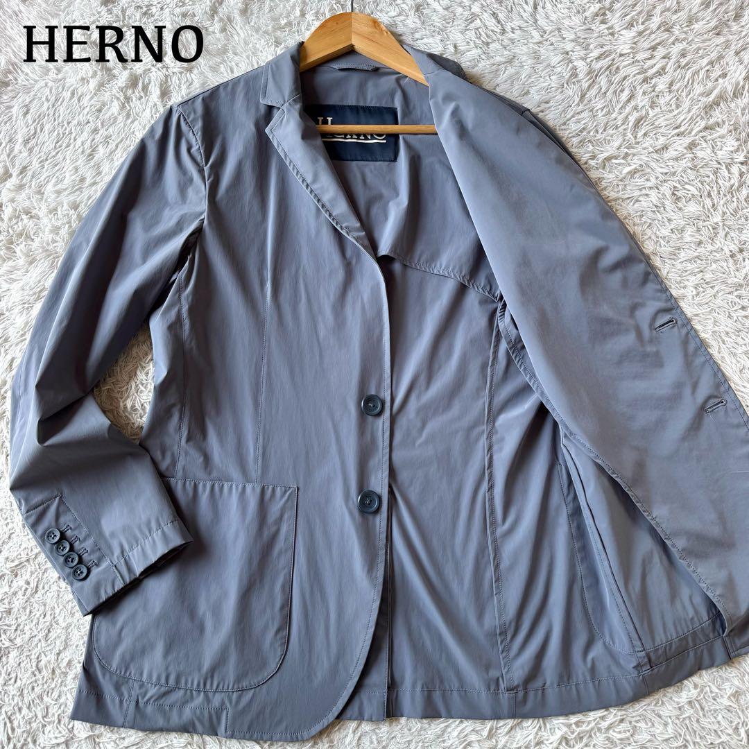 極美品　ヘルノ　ストレッチ　ナイロン　テーラードジャケット　アンコン　46
