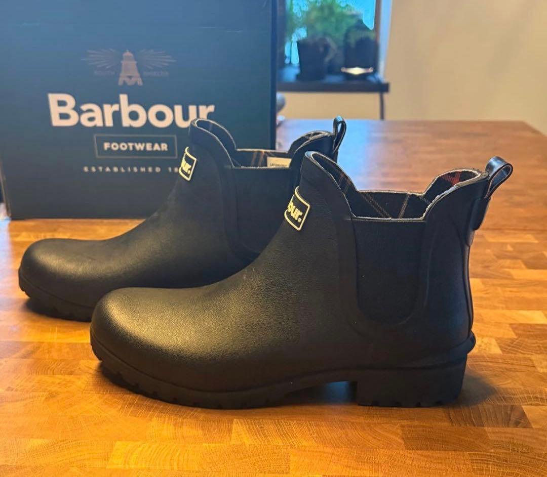 【新品未使用品】Barbour ブラック レインシューズ サイドゴア