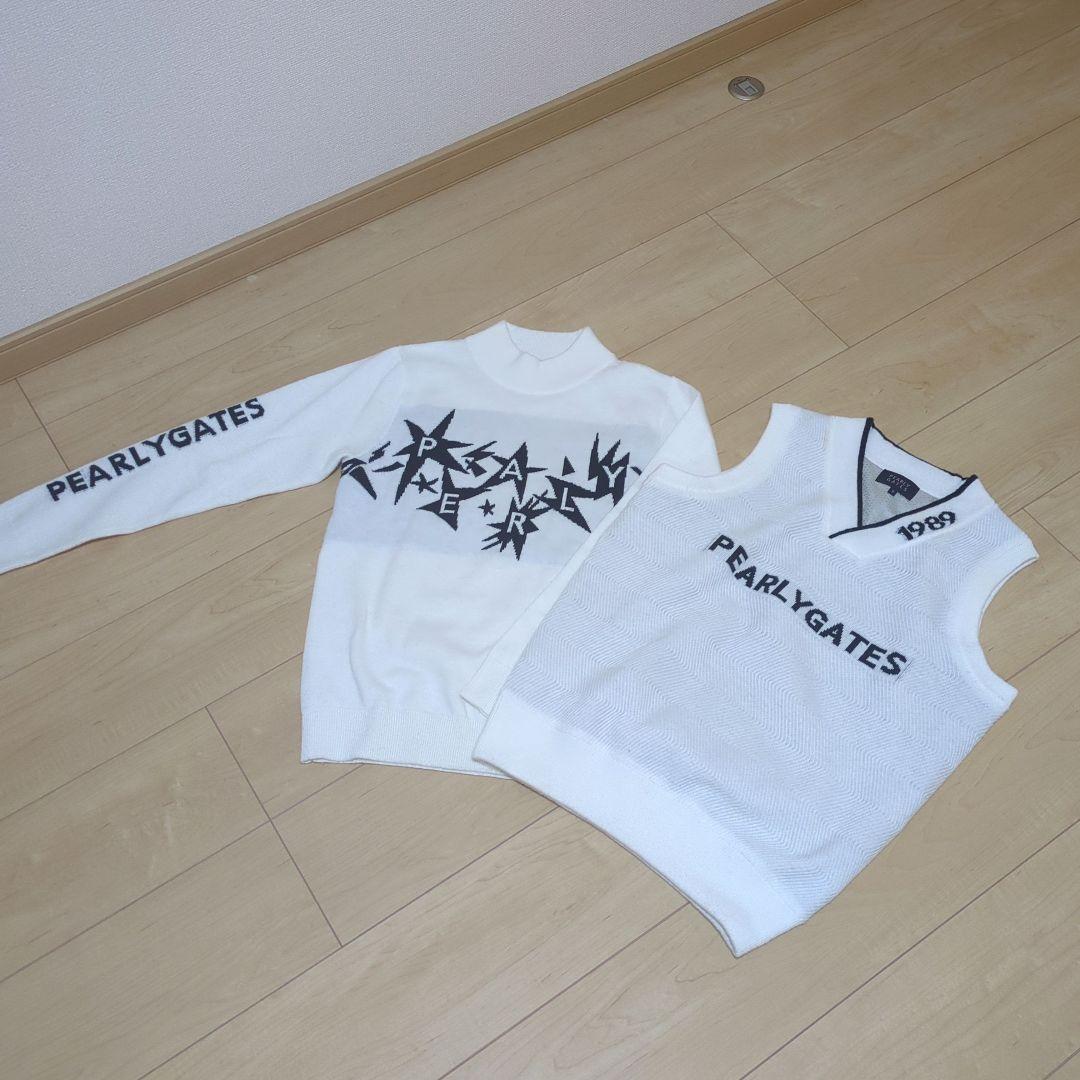 ★美品★PEARLY GATES　ニットベスト付きジャガードロゴニット　サイズ0
