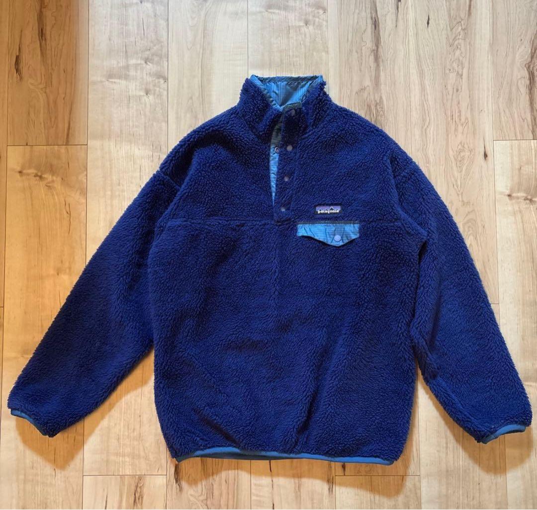 パタゴニア　リバーシブル　ナイロン　ボア　青　s