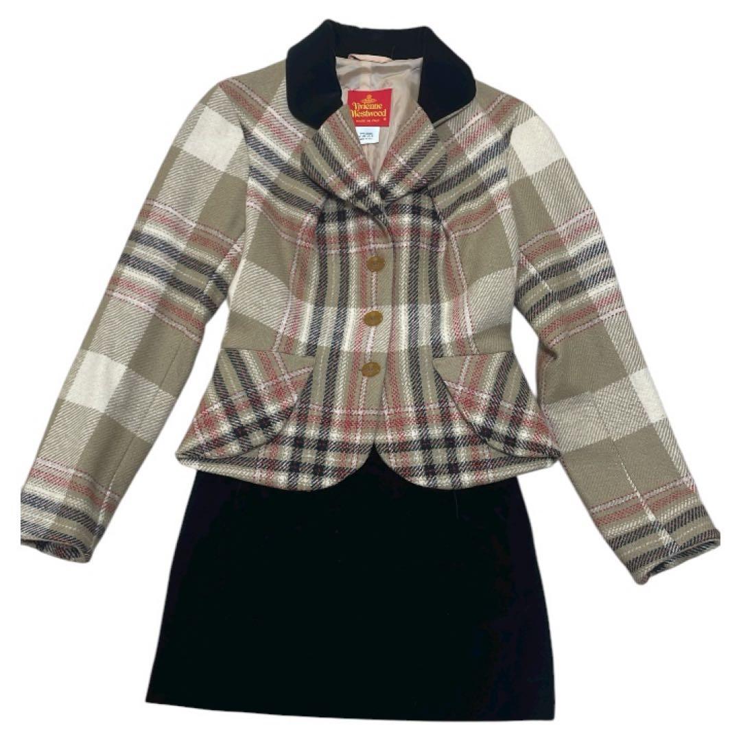 90s【希少/初期】ヴィヴィアンウエストウッド/ミニスカート/オーブ刻印金ボタン