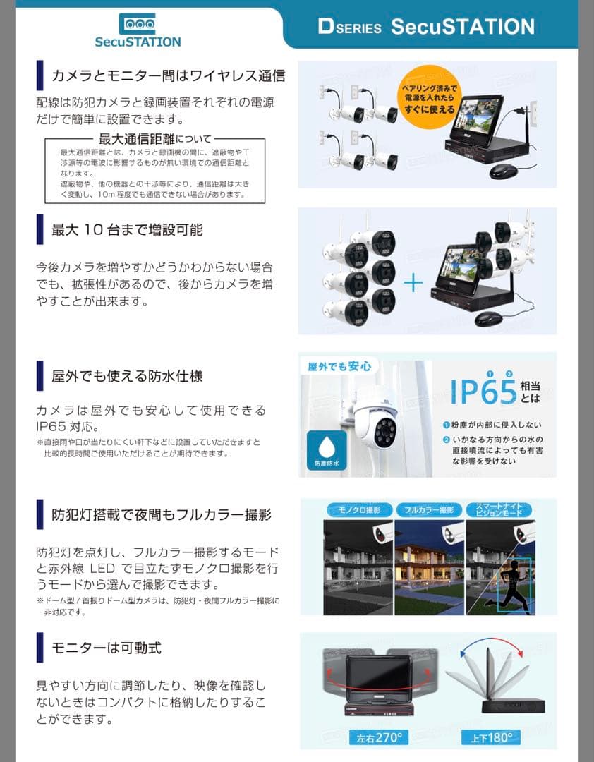 SecuSTATION ワイヤレス防犯カメラシステム SC-DR85