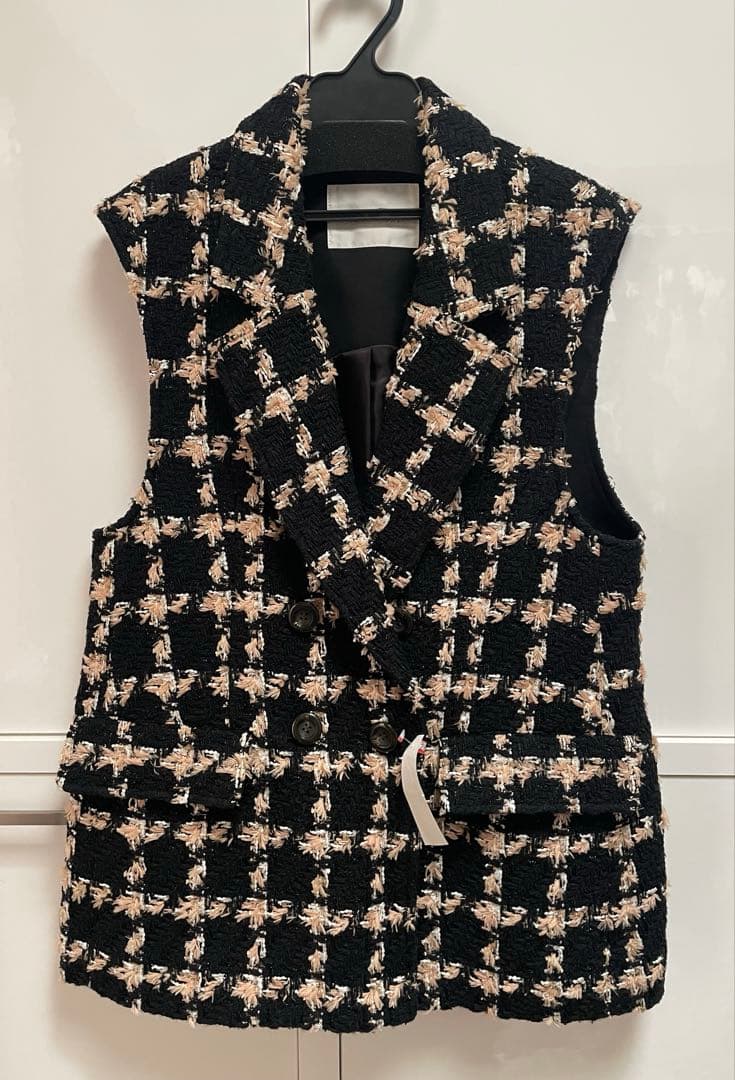 グレースクラス　フェザーチェックツイードジレ